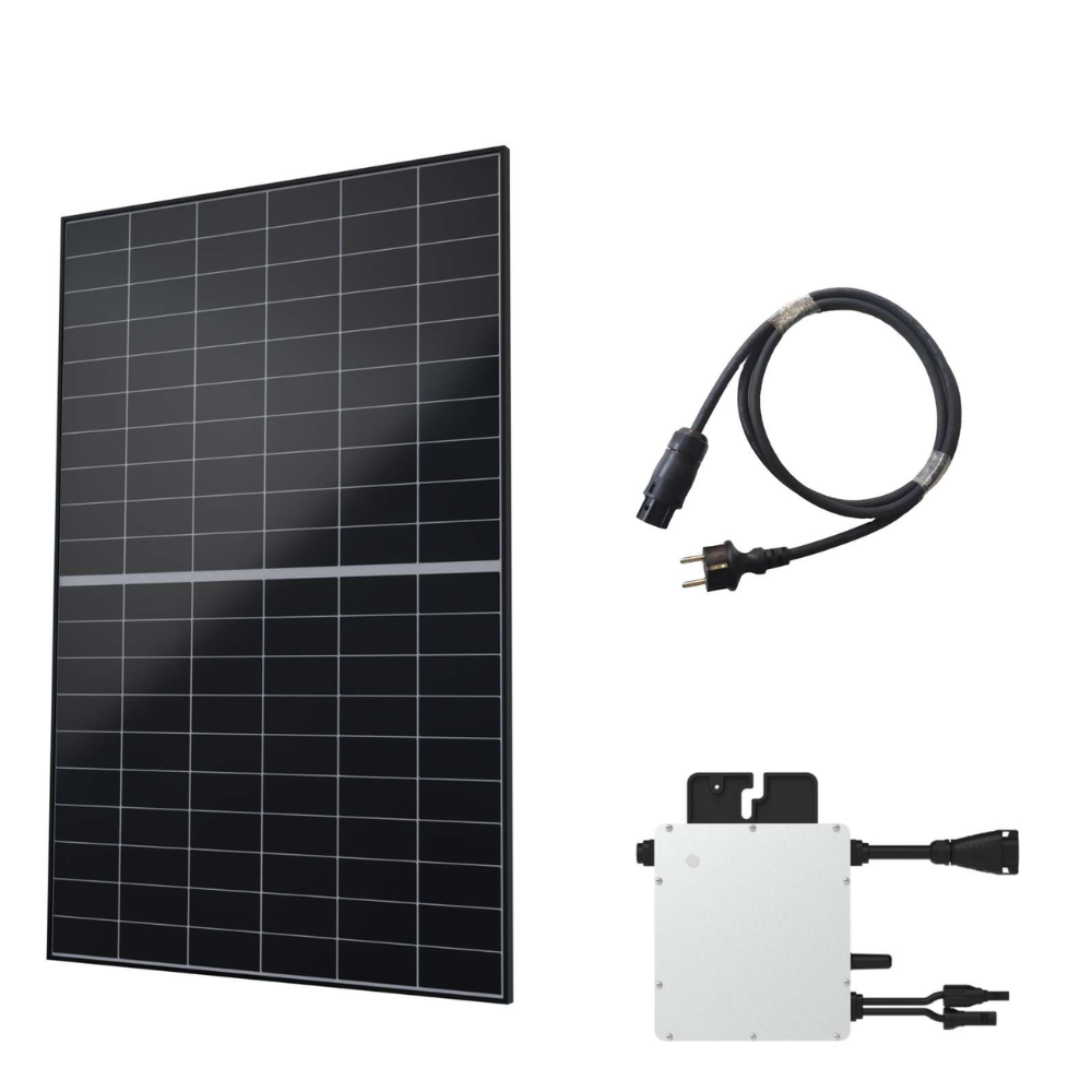 Solar panel with cable and junction box on a white background